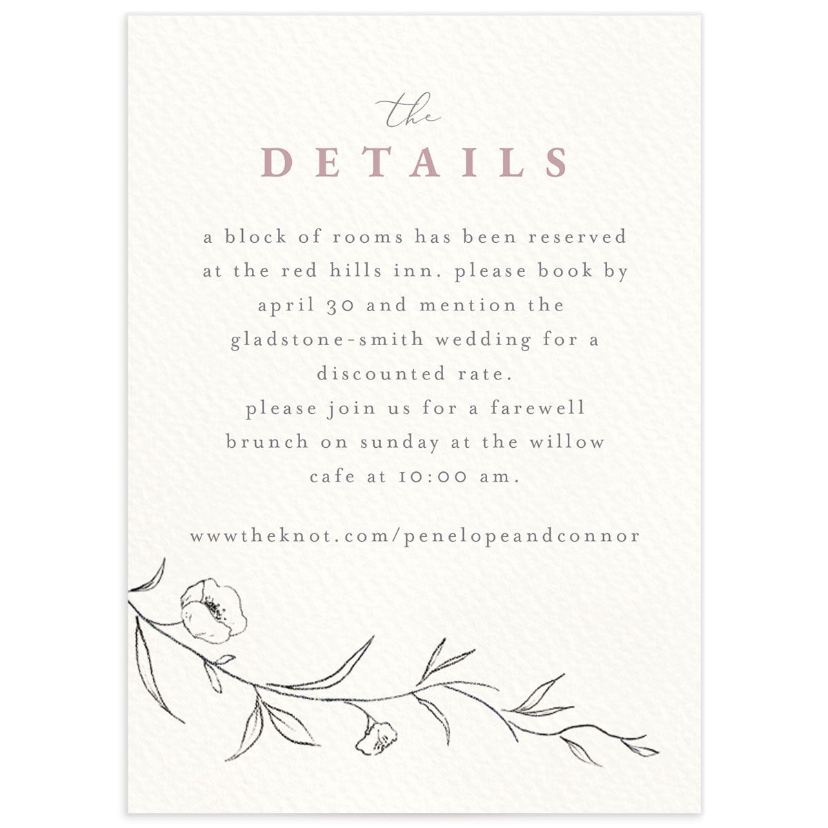 Graceful Botanical Wedding Enclosure Cards