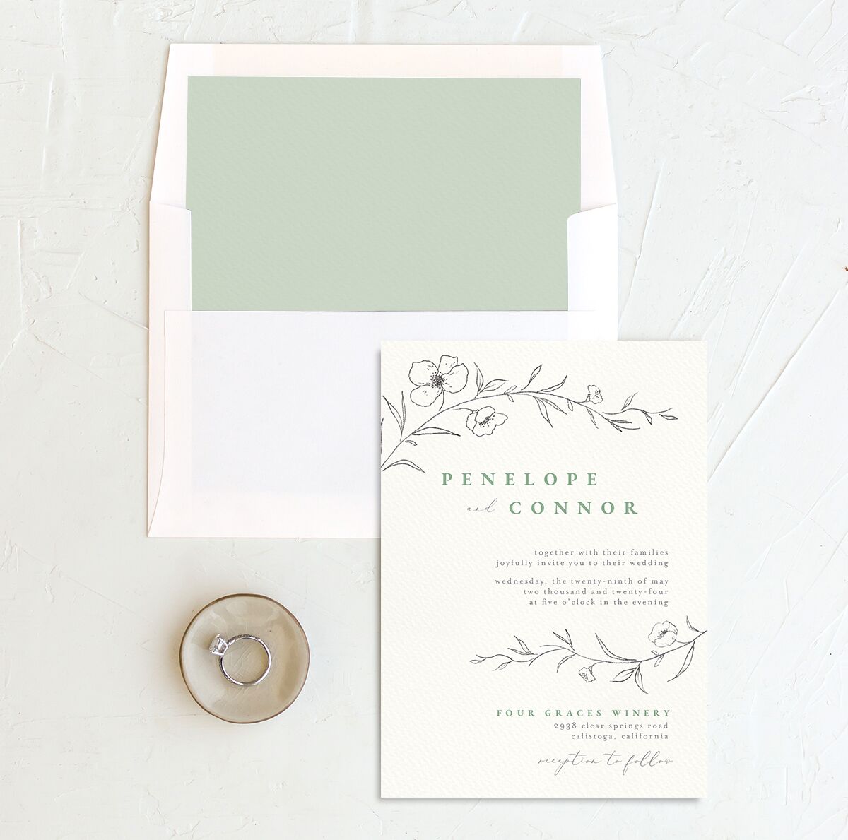 Graceful Botanical Standard Envelope Liners envelope-and-liner