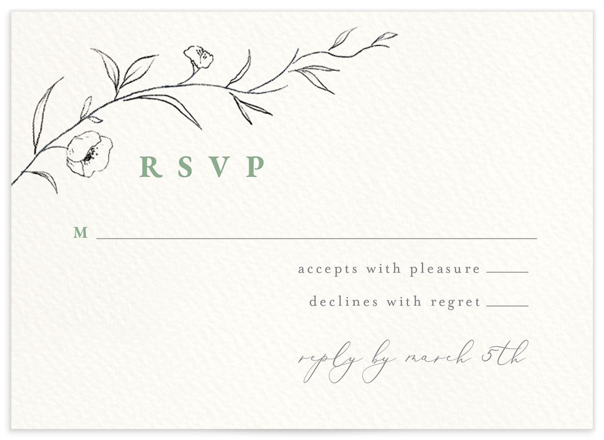 Graceful Botanical Wedding Response Cards front