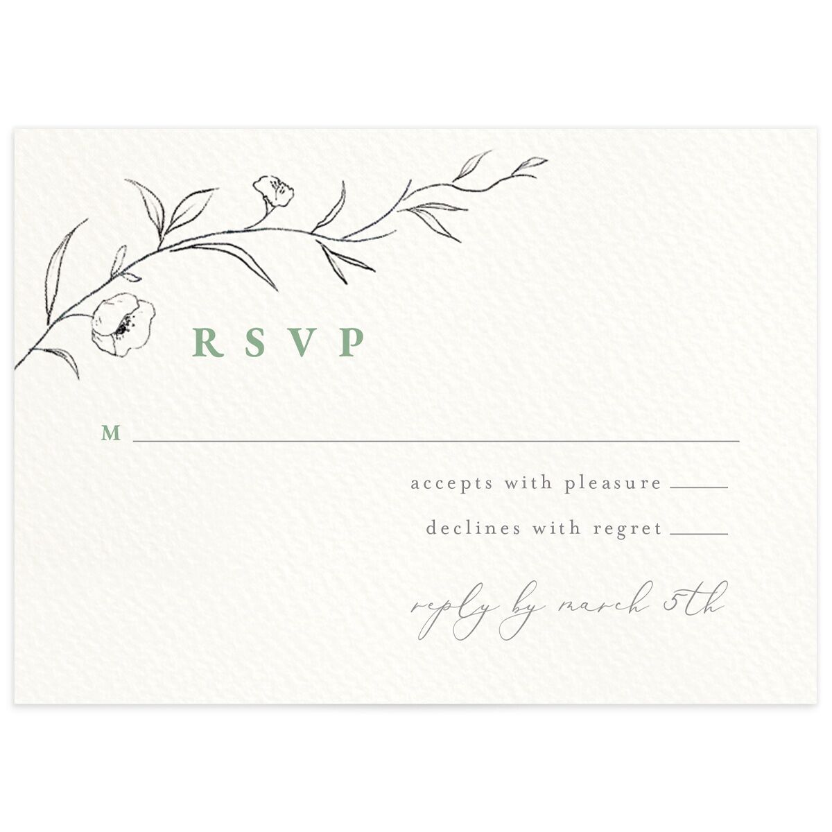 Graceful Botanical Wedding Response Cards