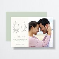 Graceful Botanical Save The Date Cards Sea Foam Signature smooth No Standard