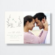 Graceful Botanical Save The Date Cards Sea Foam Signature smooth No Standard
