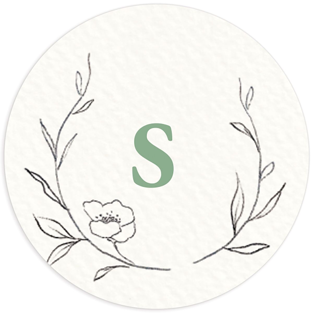 Graceful Botanical Wedding Stickers front in Green