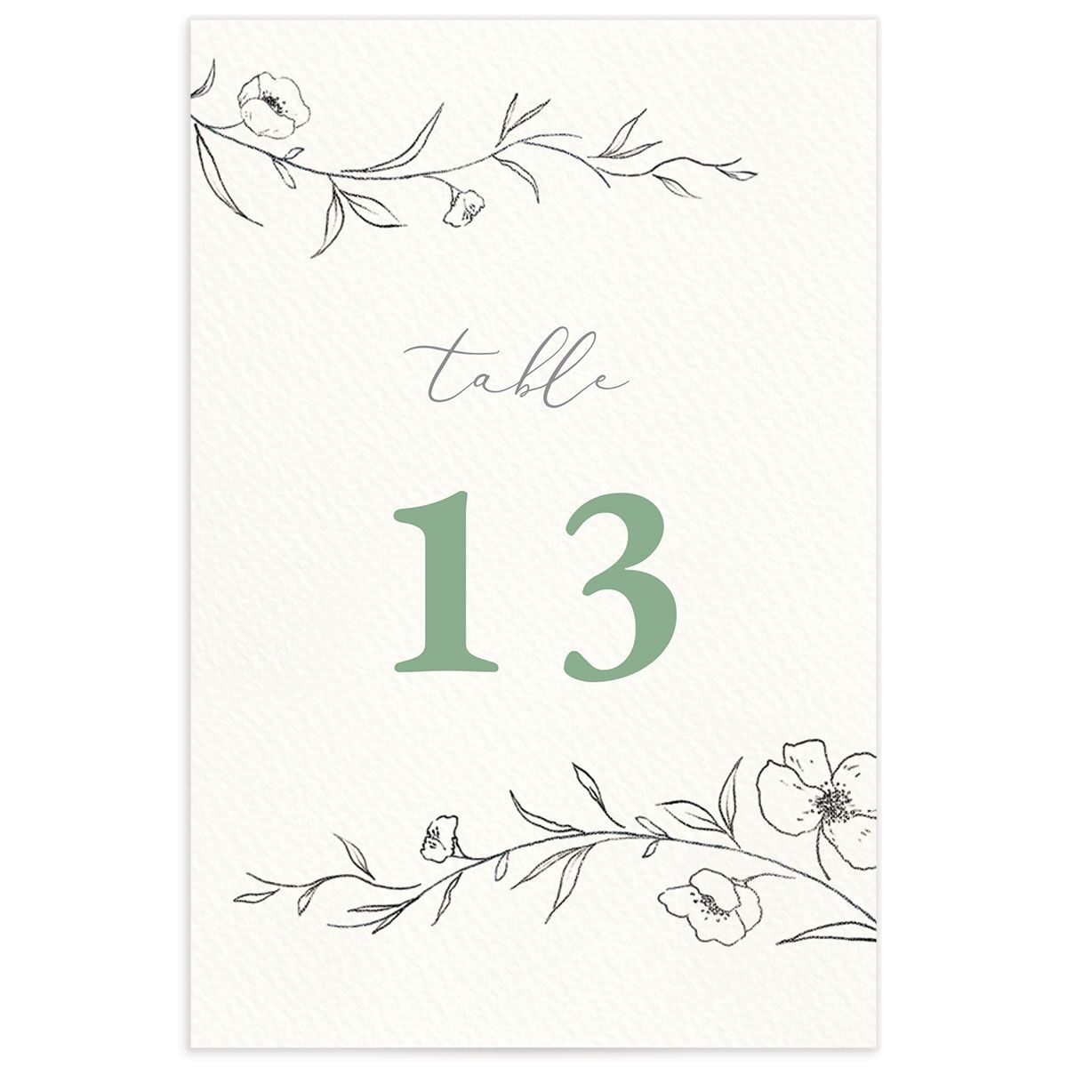 Graceful Botanical Table Numbers Sea Foam Signature