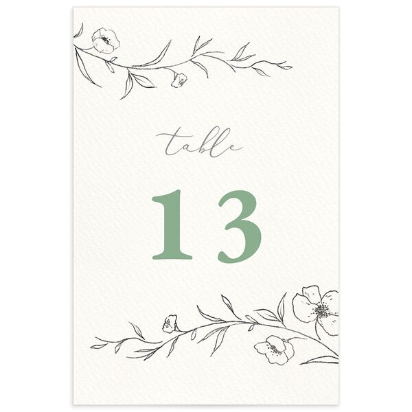 Graceful Botanical Table Numbers Sea Foam Signature