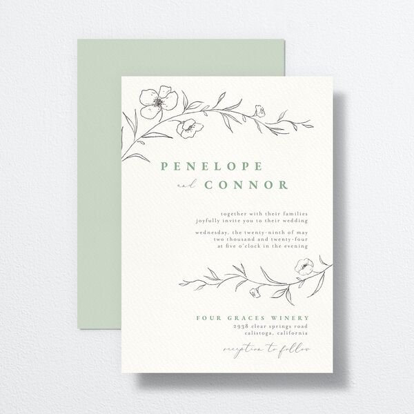 Graceful Botanical Wedding Invitations Sea Foam Signature No Standard