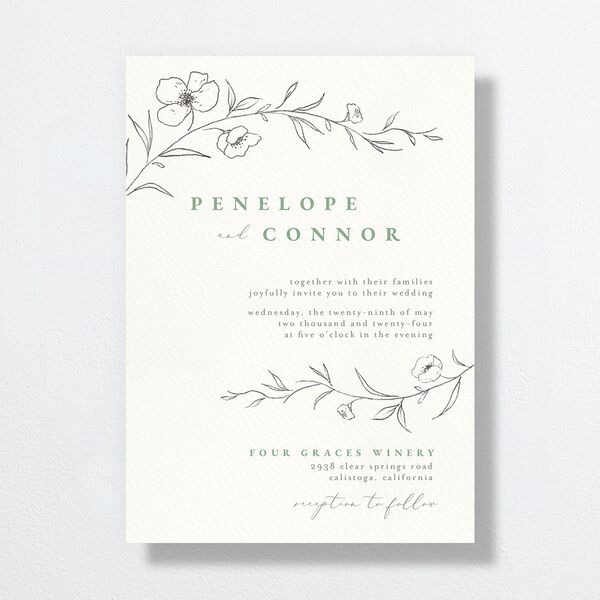 Graceful Botanical Wedding Invitations Sea Foam Signature No Standard