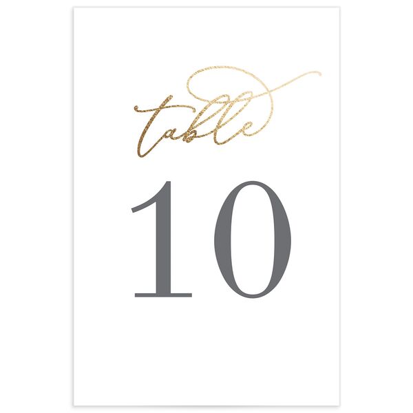 Romantic Calligraphy Foil Table Numbers front in Grey