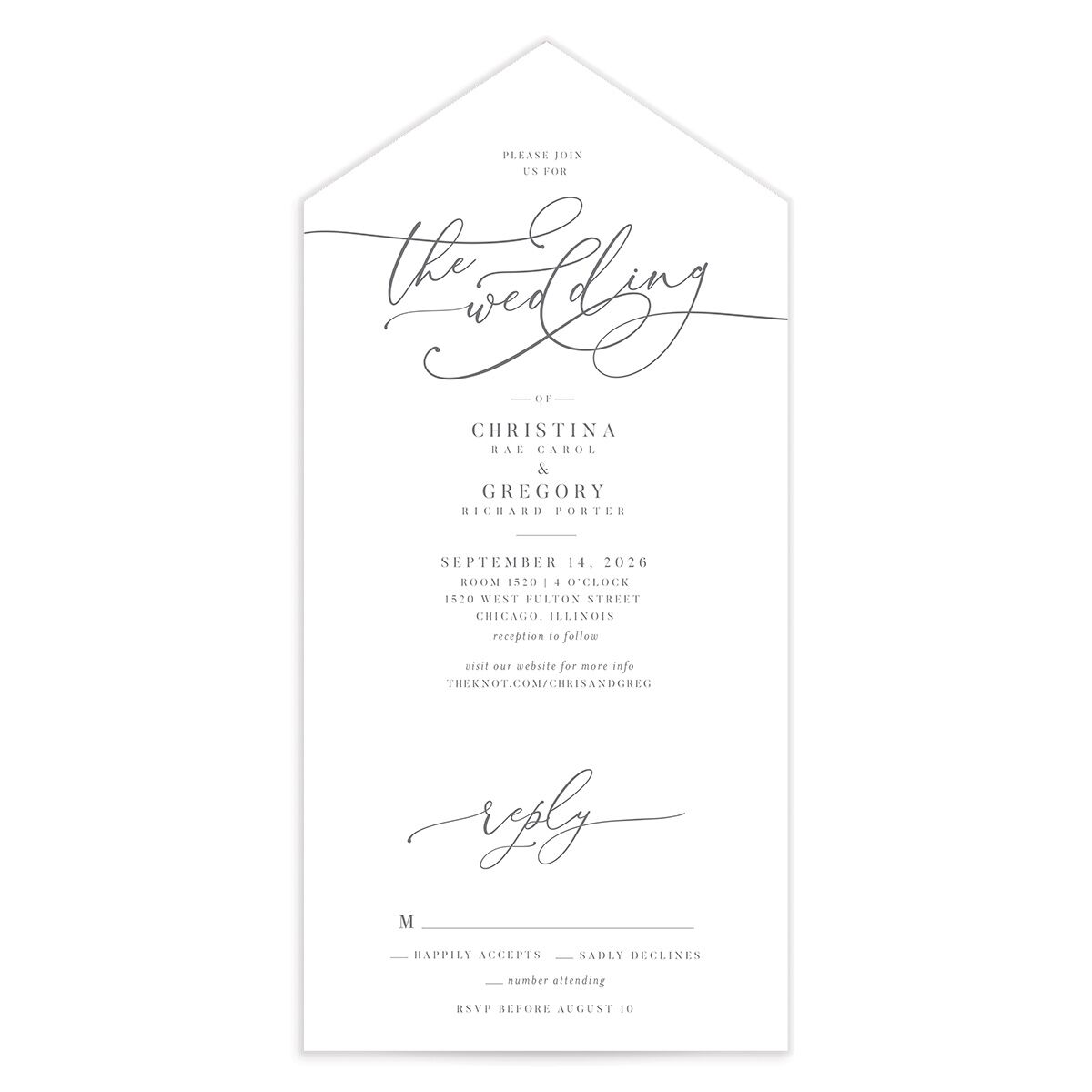 Romantic Calligraphy All-in-One Wedding Invitations