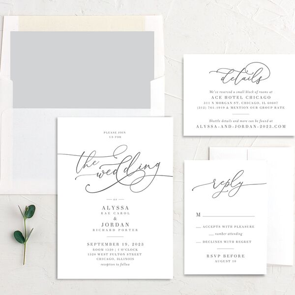 Romantic Calligraphy Standard Envelope Liners Standard Silver