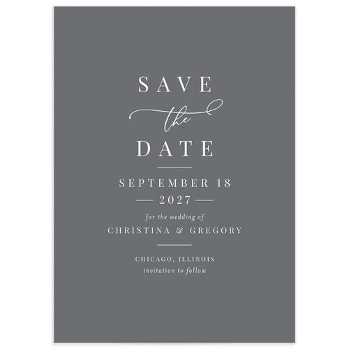 Romantic Calligraphy Save The Date Cards - Grey