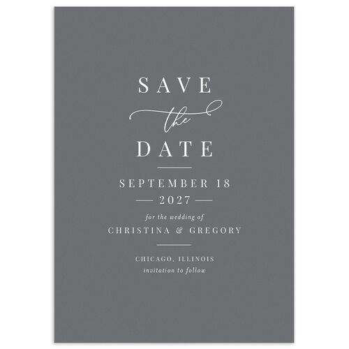 Romantic Calligraphy Save The Date Cards Silver Signature smooth No Standard