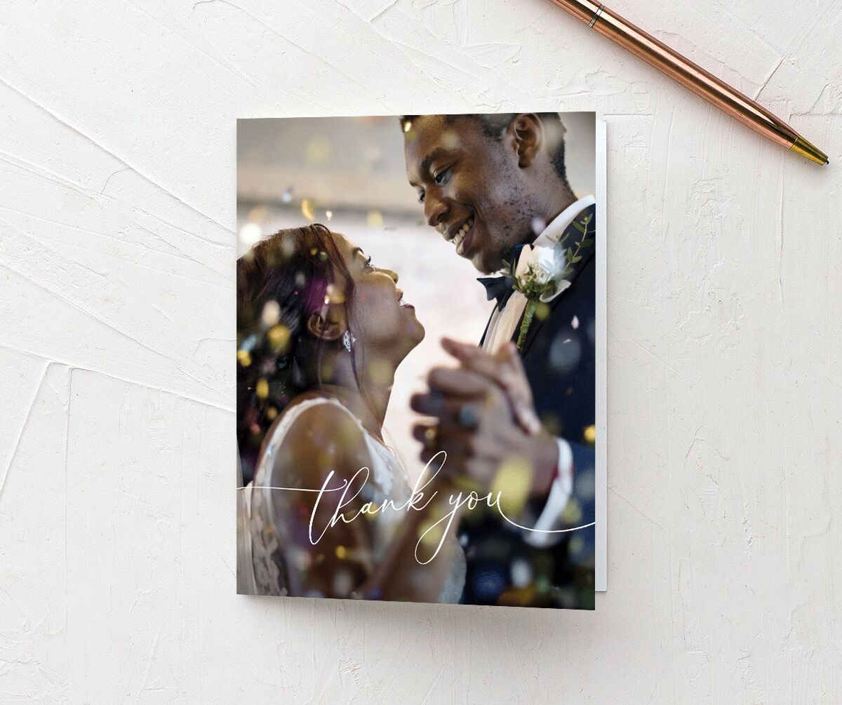 Romantic Calligraphy Thank You Cards Silver