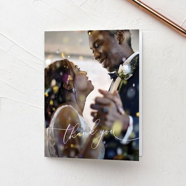 Romantic Calligraphy Thank You Cards Silver