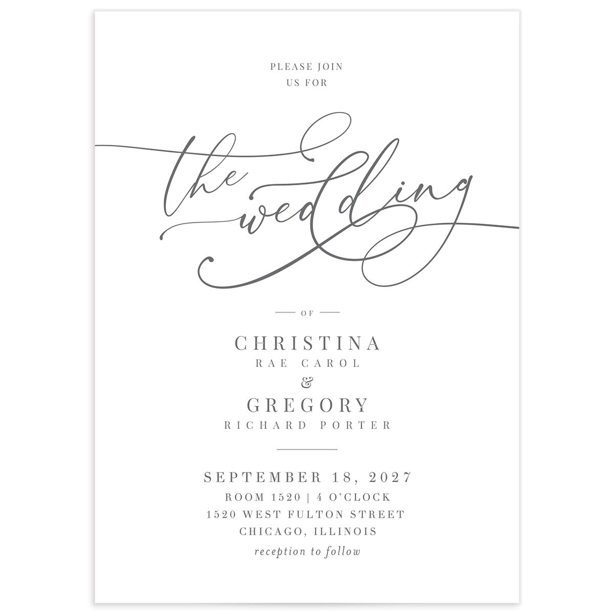 Romantic Calligraphy Wedding Invitations