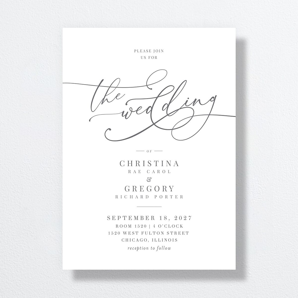 Romantic Calligraphy Wedding Invitations Silver Signature No Standard
