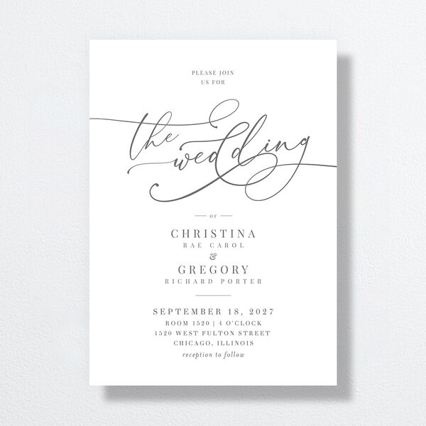 Romantic Calligraphy Wedding Invitations Silver Signature No Standard