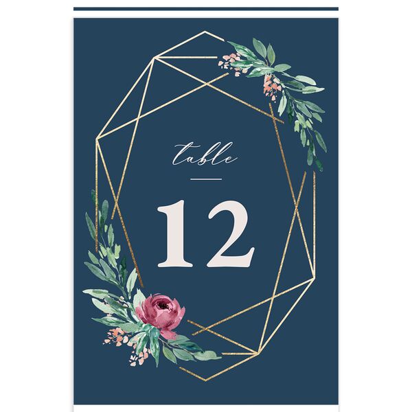 Gilded Botanical Foil Table Numbers Gold Moody Blue Signature