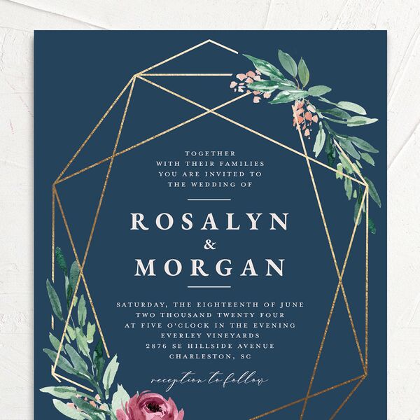 Gilded Botanical Foil Wedding Invitations Gold Moody Blue Signature No