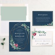Gilded Botanical Foil Wedding Invitations Gold Moody Blue Signature No