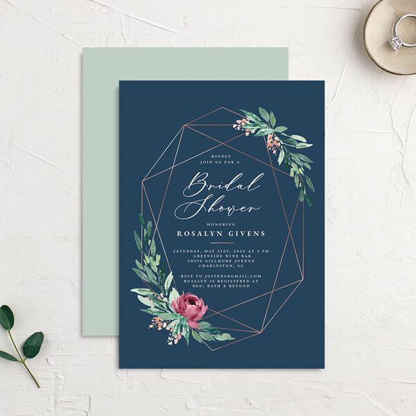 Gilded Botanical Bridal Shower invitations Moody Blue Signature