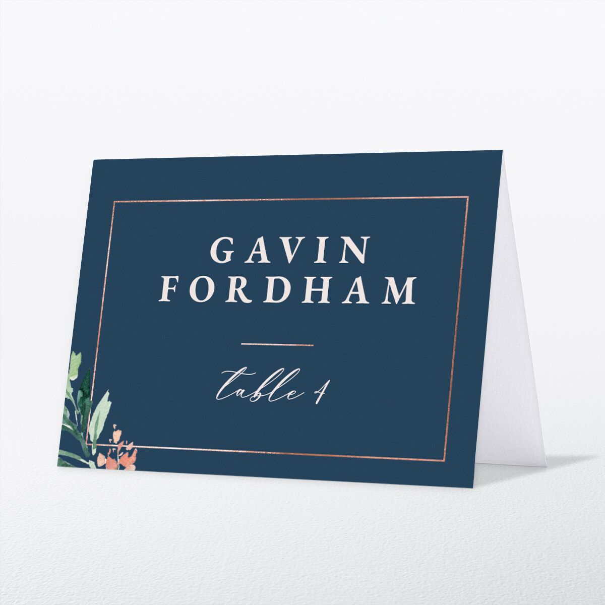 Gilded Botanical Place Cards front in Blue