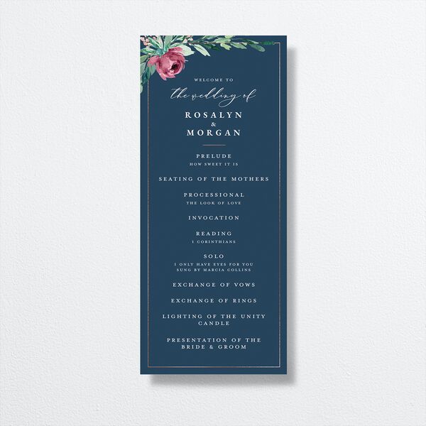 Gilded Botanical Wedding Programs front in Blue