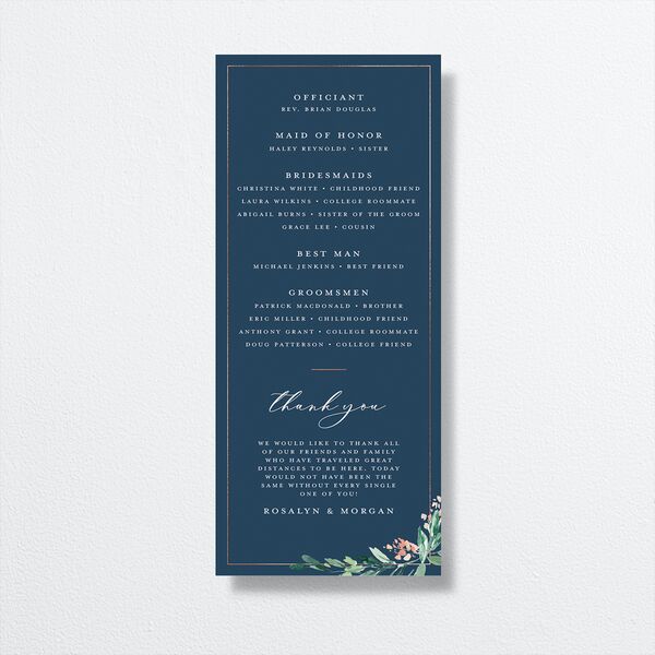 Gilded Botanical Wedding Programs Moody Blue Signature