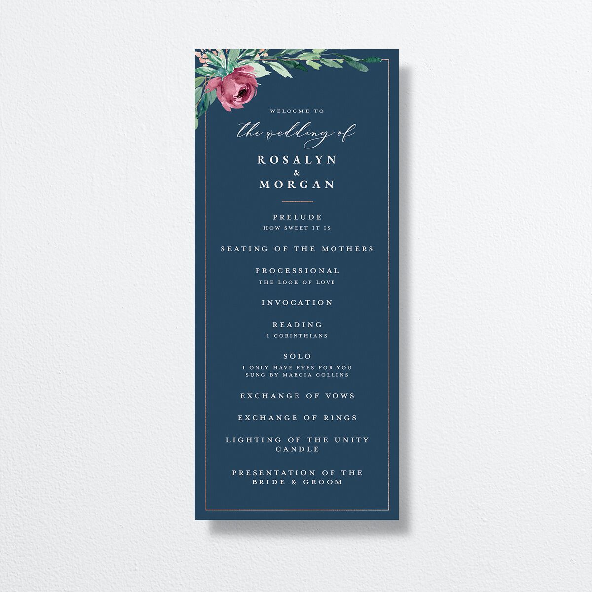 Gilded Botanical Wedding Programs front