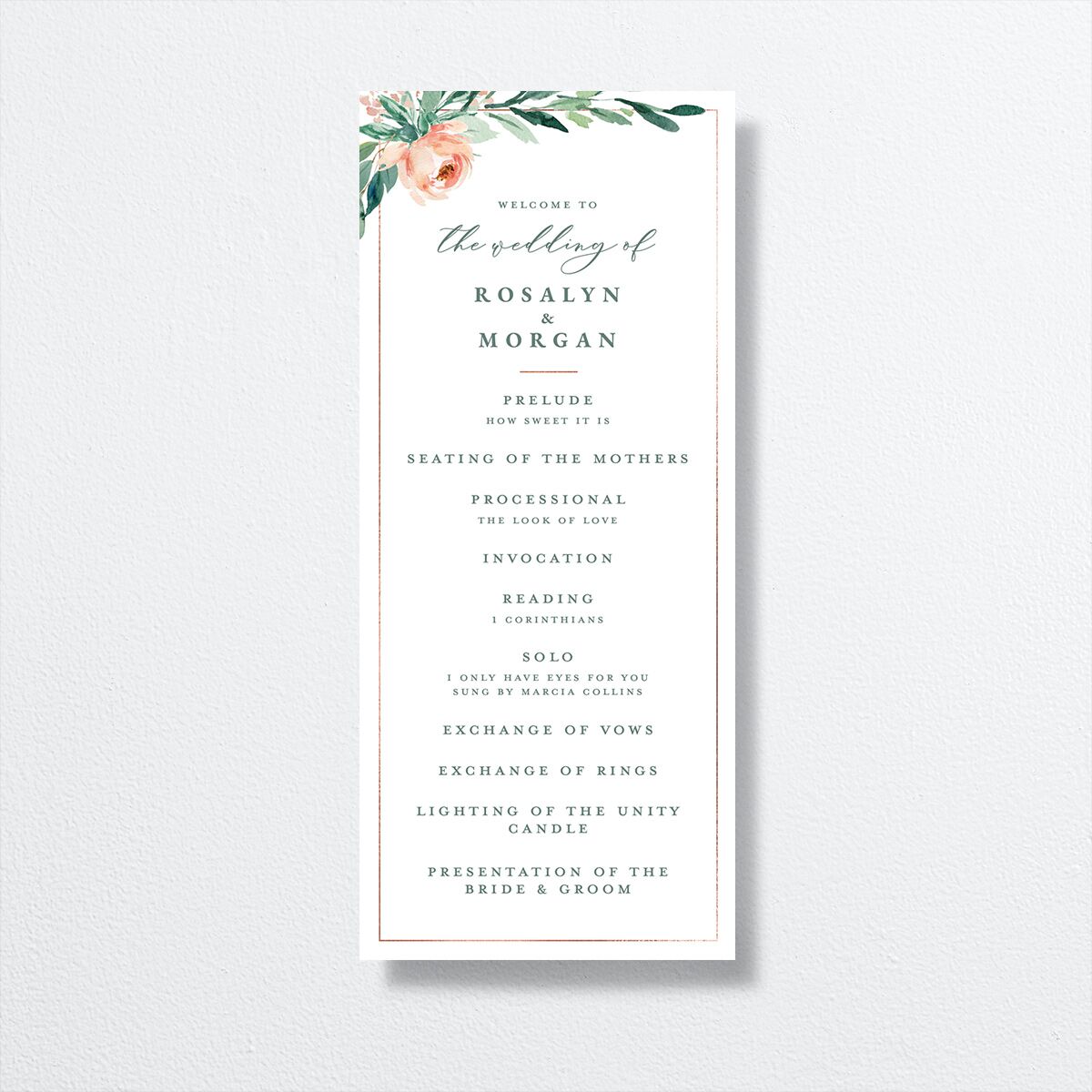Gilded Botanical Wedding Programs front
