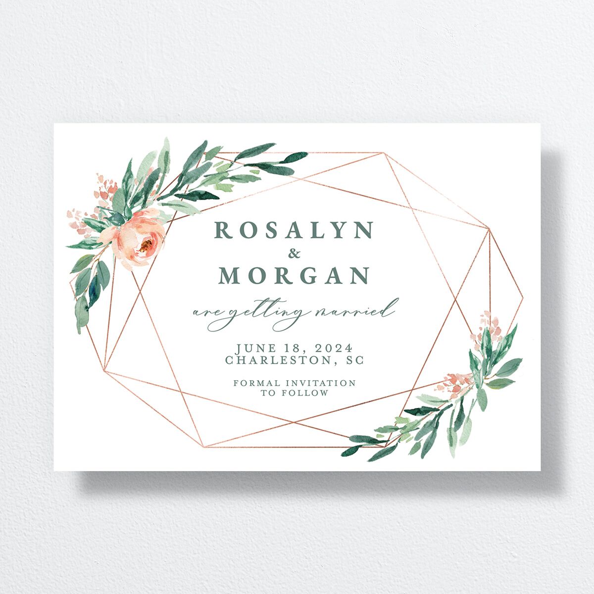 Gilded Botanical Save The Date Cards front