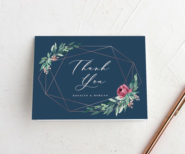 Gilded Botanical Thank You Cards front in Blue
