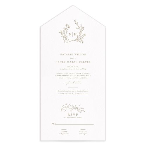 Natural Monogram All-in-One Wedding Invitations - Cream