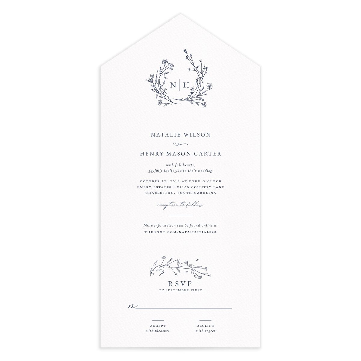 Natural Monogram All-in-One Wedding Invitations