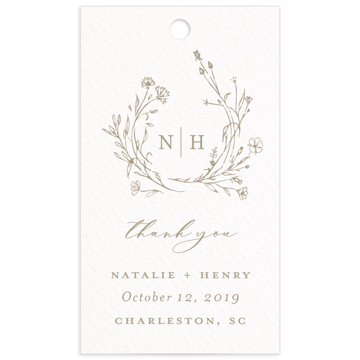 Natural Monogram Favor Gift Tags front in brown