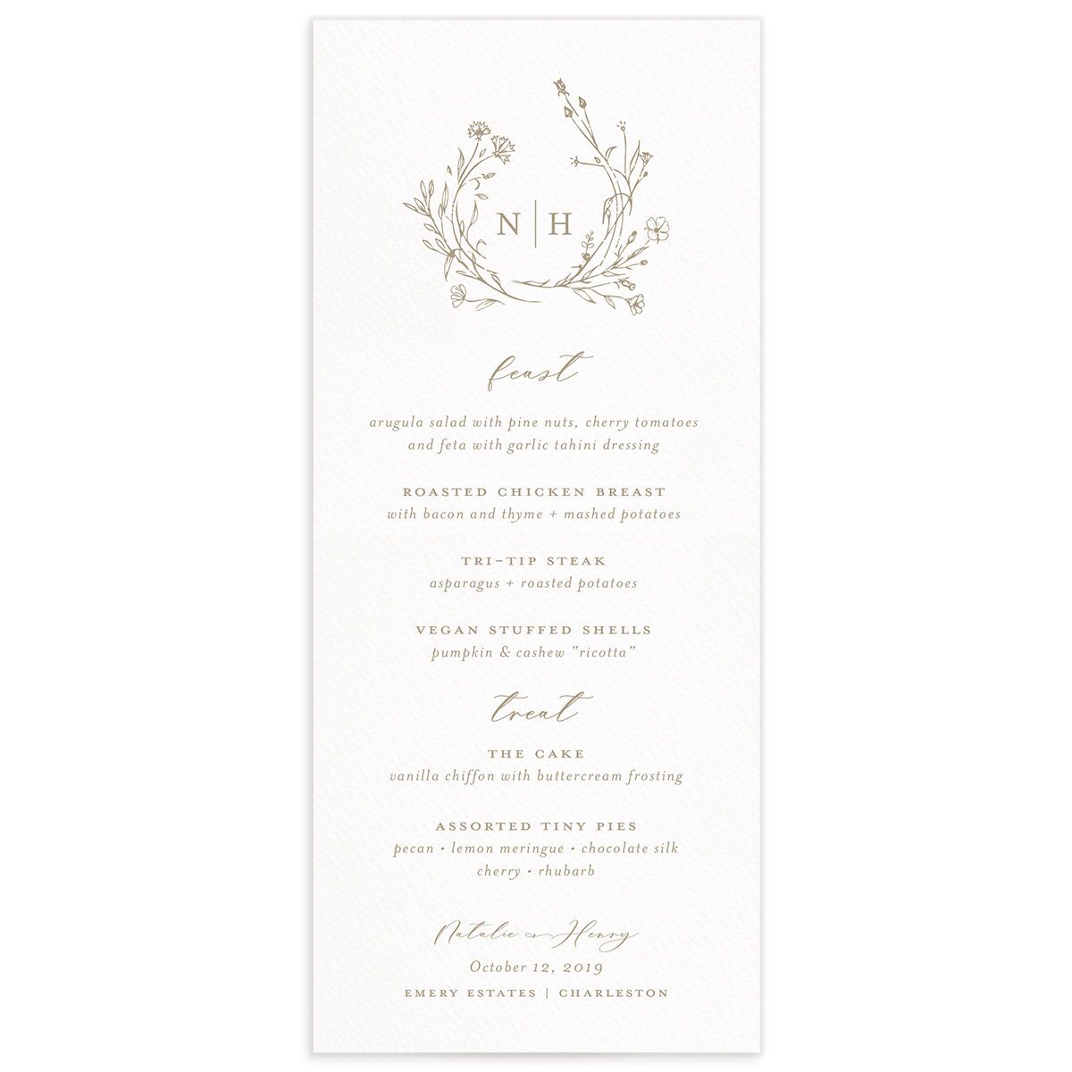 Natural Monogram Menus