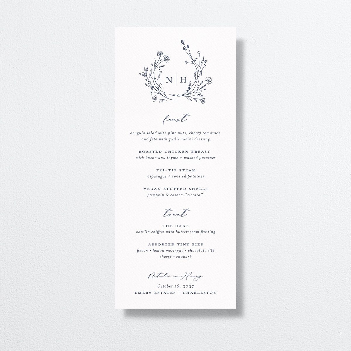 Natural Monogram Menus Midnight Navy Signature