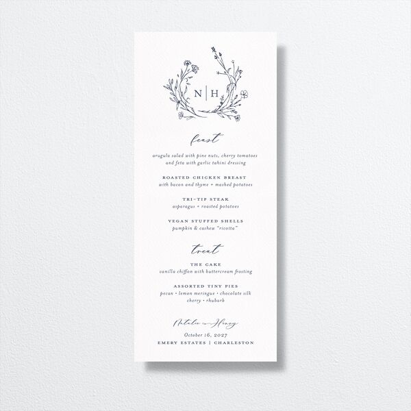 Natural Monogram Menus Midnight Navy Signature