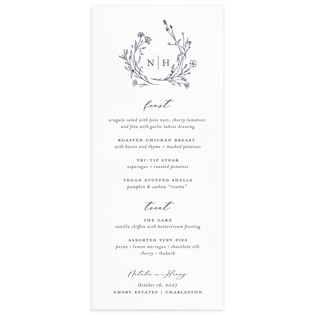 Natural Monogram Menus