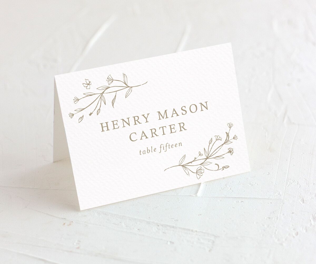 Natural Monogram Place Cards front in brown