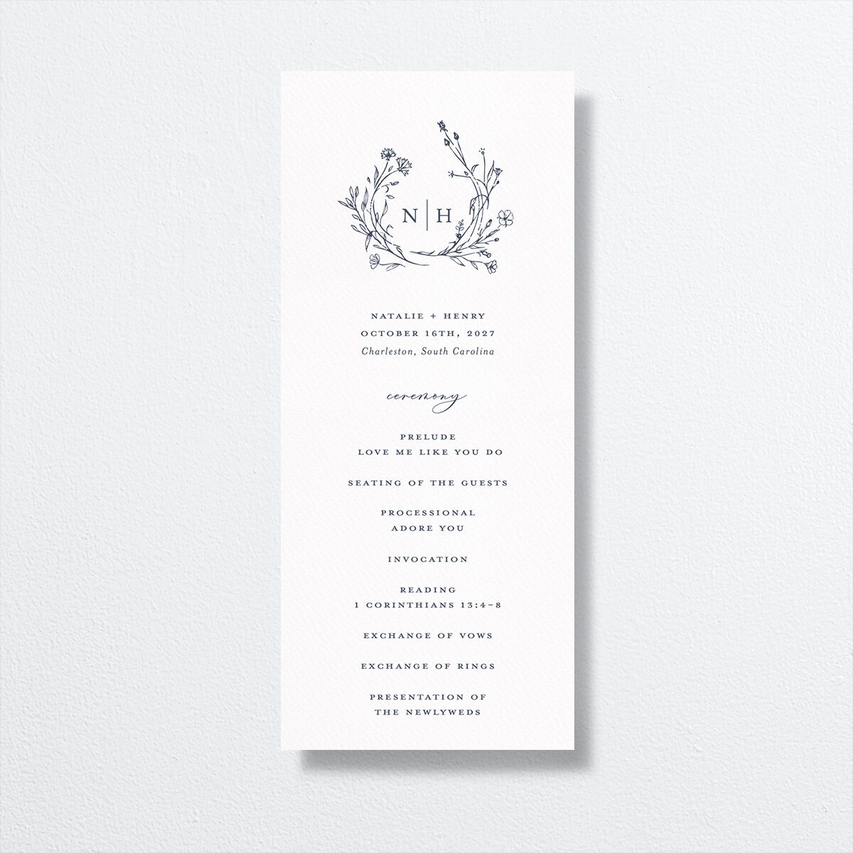 Natural Monogram Wedding Programs Midnight Navy Signature