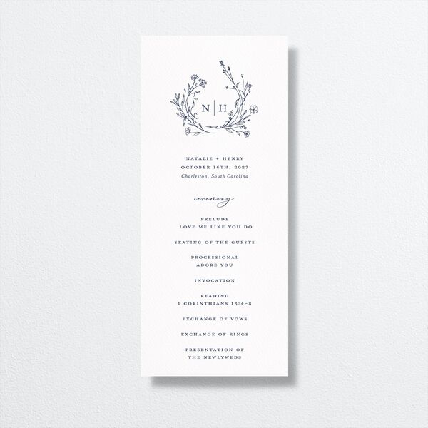 Natural Monogram Wedding Programs Midnight Navy Signature