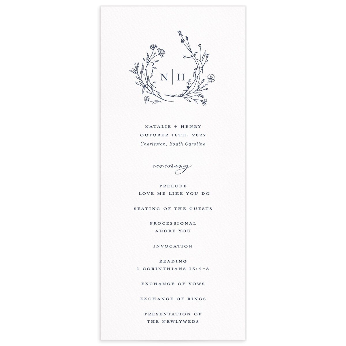 Natural Monogram Wedding Programs