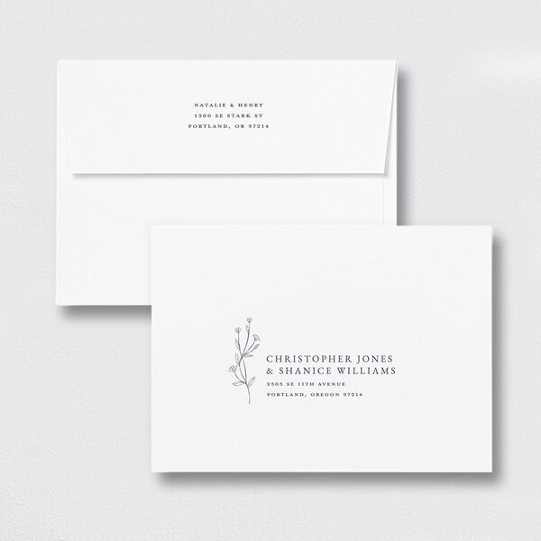 Natural Monogram Rehearsal Dinner Invitation Envelopes White Standard Midnight Navy Both Recipient and Return Addresses Signature