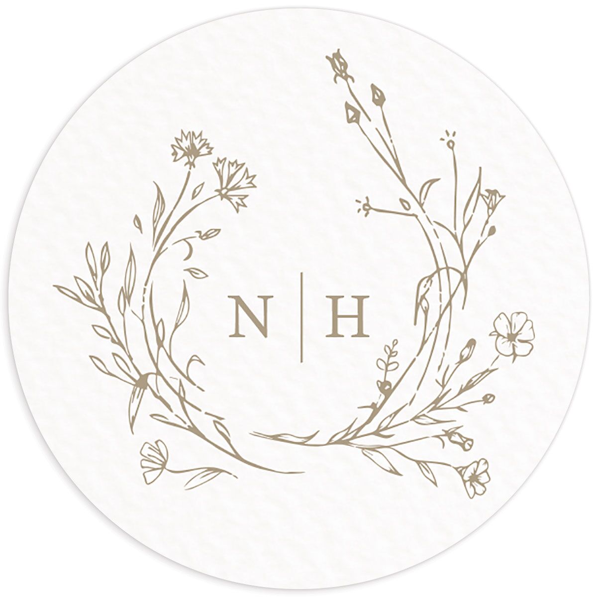 Natural Monogram Wedding Stickers front in brown