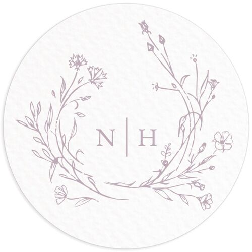 Natural Monogram Wedding Stickers Boysenberry