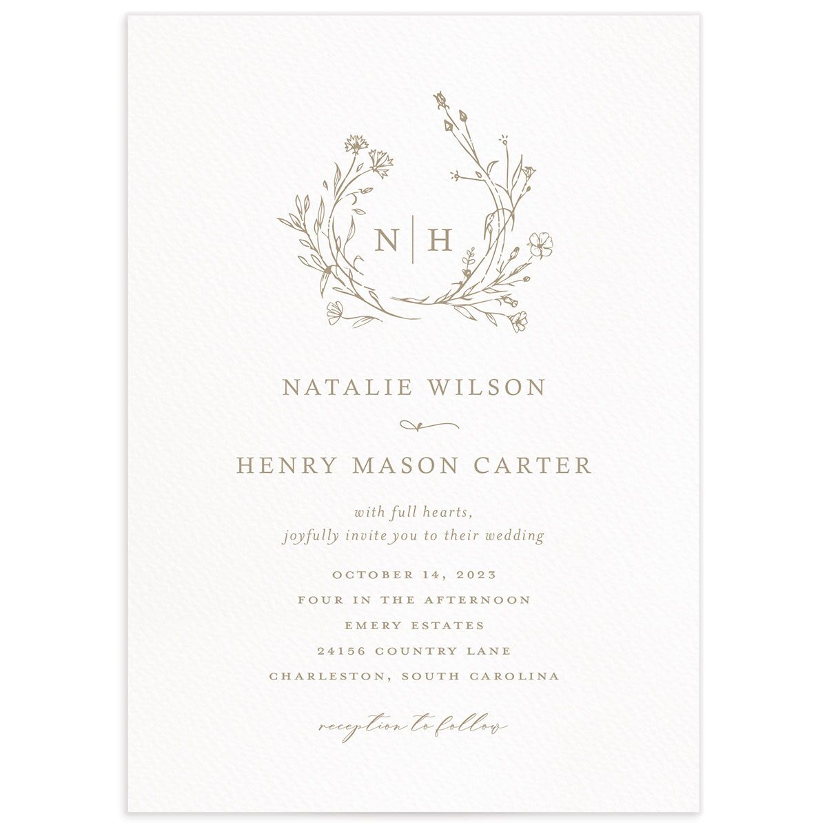 Natural Monogram Wedding Invitations