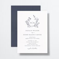 Natural Monogram Wedding Invitations Midnight Navy Signature No Standard