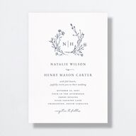 Natural Monogram Wedding Invitations Midnight Navy Signature No Standard