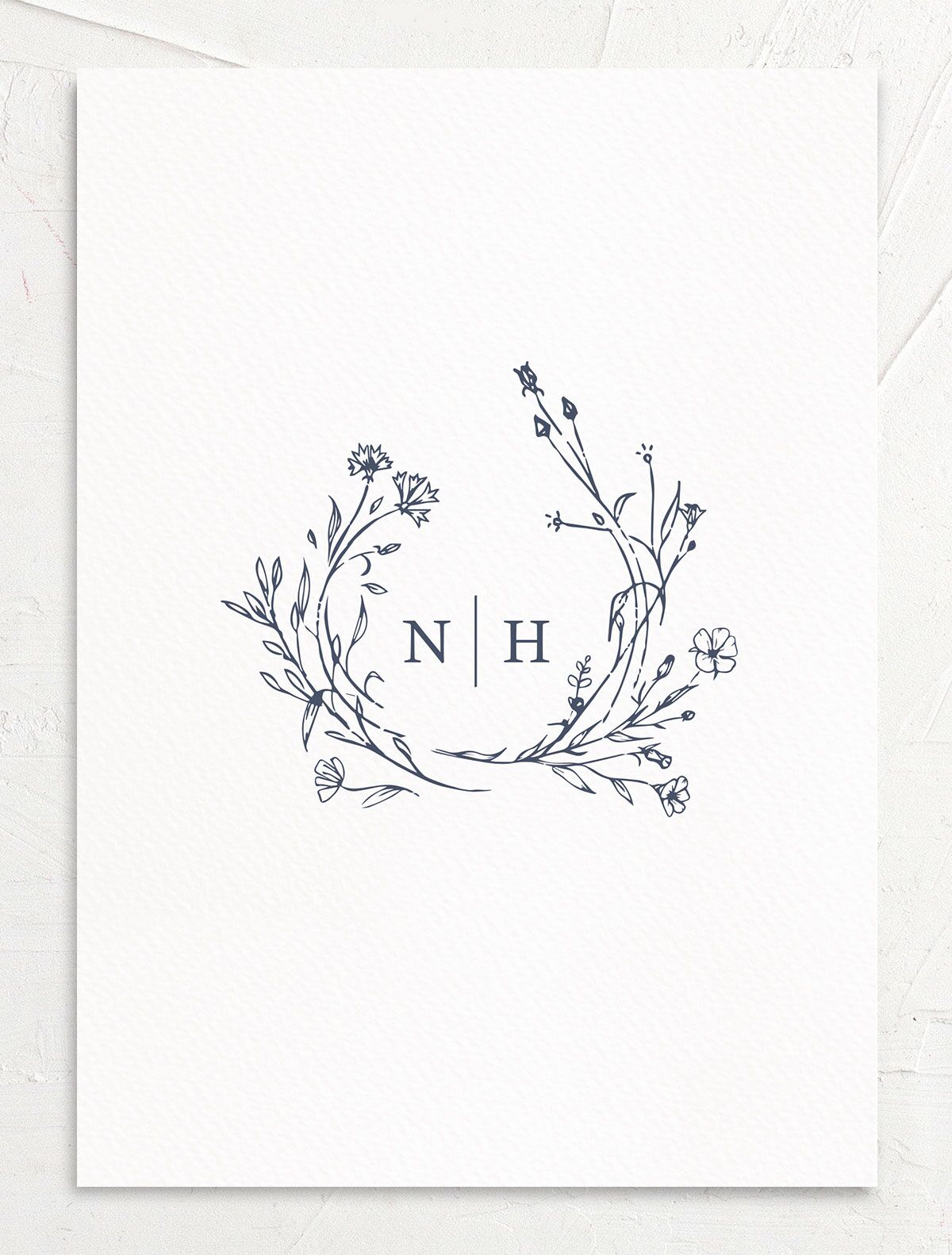 Illustrated Floral Rehearsal Dinner Invitations back in blue